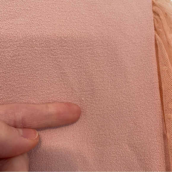 VINCE CAMUTO Mesh Dot Sleeve Knee Length Shift Dress Bow Neck Blush Pink Party - Picture 13 of 16